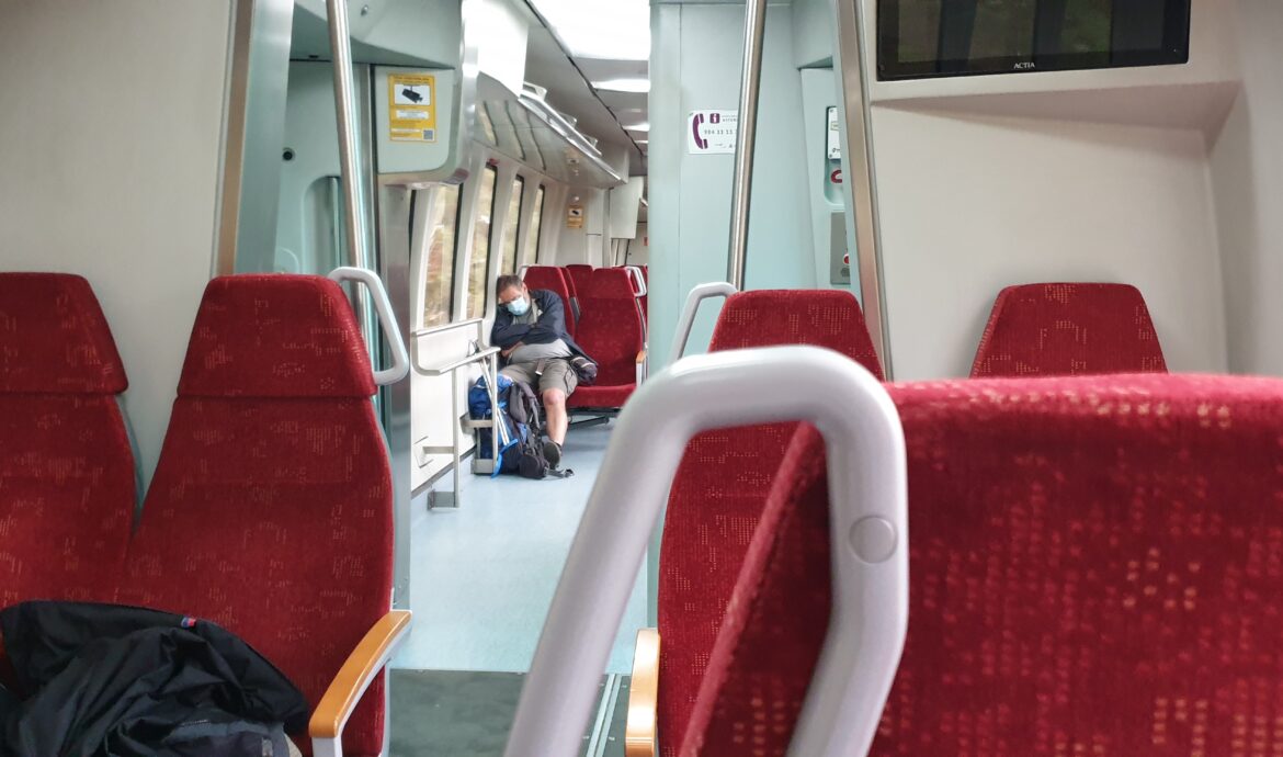 My fellow traveller on a near-deserted train