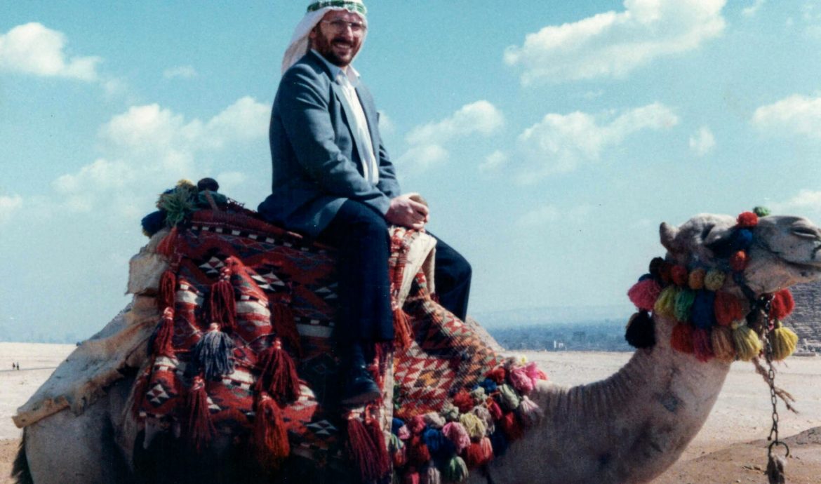 Me on a camel at the pyramids. Why on earth was I wearing a suit?
